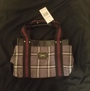 Tommy hilfinger hand bag, plaid gray, purple, blac